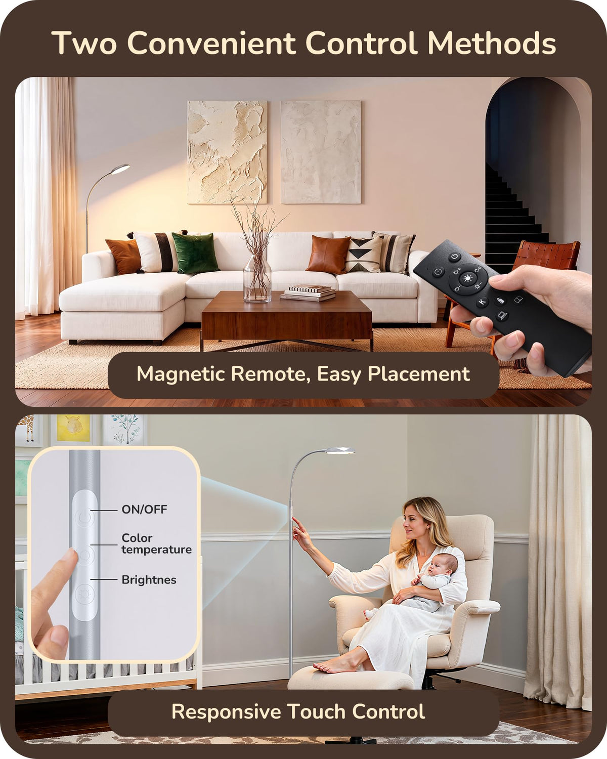 18W LED Floor Lamp for Living Room, Diamond-Surface, Silver
