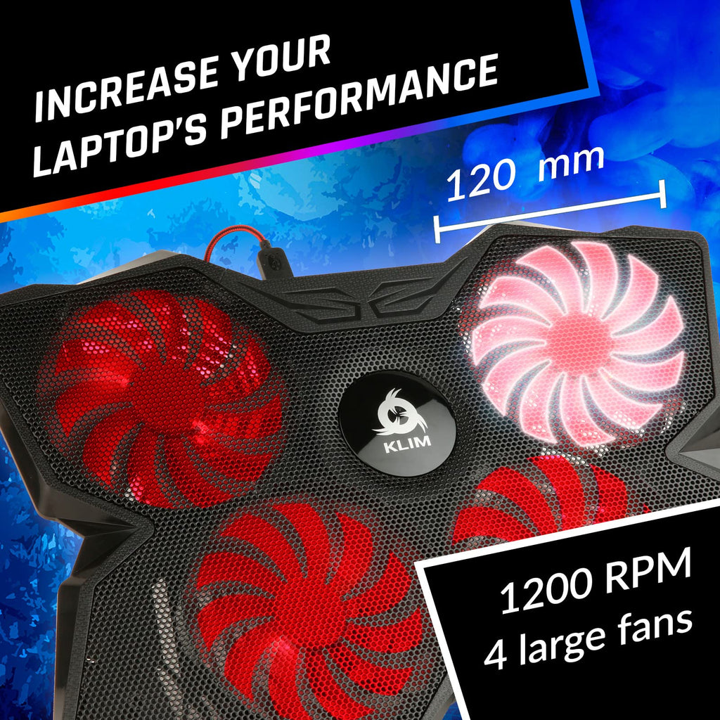 Laptop Cooling Pad - Support 11 to 17 Inch Laptops, PS4-4 Fans - Light, Quiet, Powerful Cooling - Gamer USB Slim Portable Laptop Stand - NEW 2021 Version - Black