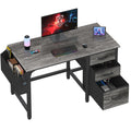 Computer Desk with File Drawers Cabinet, 47 Inch Home Office Desks with Filing Cabinet for Small Space, Gaming Study Writing Table PC Desks, Gray