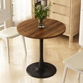 Kasinali Round Dining Table 27.5" Circle Tulip Table with Wood Thickened Tabletop & Sturdy Metal Pedestal Mid Century Modern Farmhouse Kitchen Tables for 4 Small Places Living Room Cafe,Somber Walnut