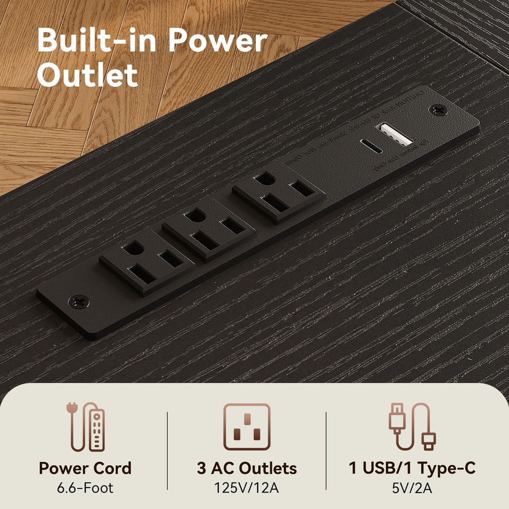 79 Inch Large Computer Desk with Power Outlet, Extra Long Desk for Home Office & Gaming, Spacious Writing Table for Study and Crafting, Black