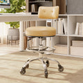 Office Drafting Chair with Footrest, Tall Height Adjustable Stool with Back Support, Heavy Duty Rolling Stool Chair with Wheels for Office Home Kitchen Bar Shop Guitar Studio Vanity, White