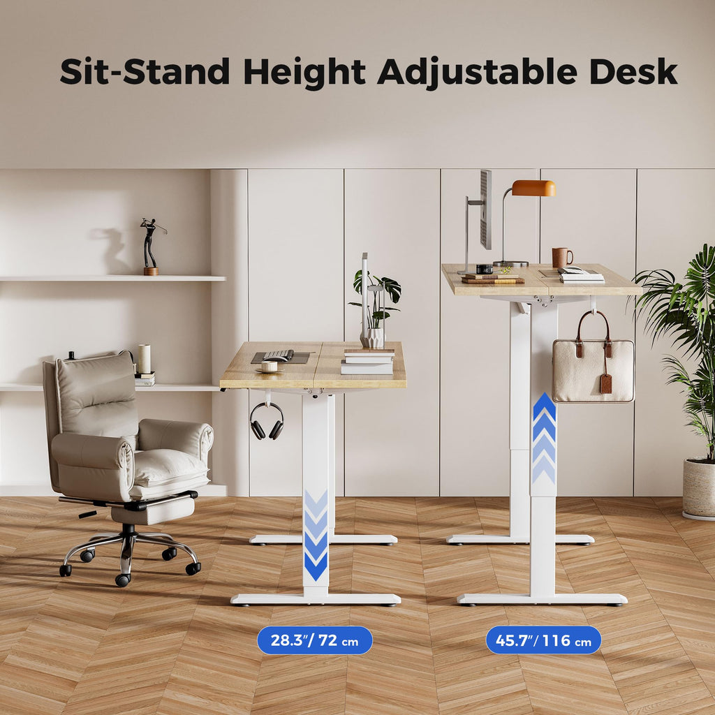48 * 24 Inch Height Adjustable Electric Standing Desk, Maple