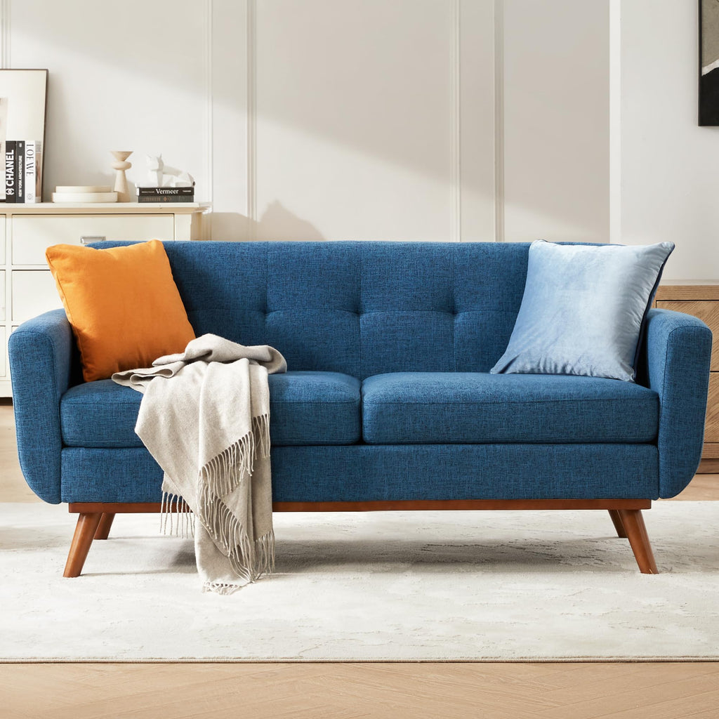 65.2" W Loveseat Sofa, Solid & Easy to Install Small Couch for Bedroom Office Apartment, Blue