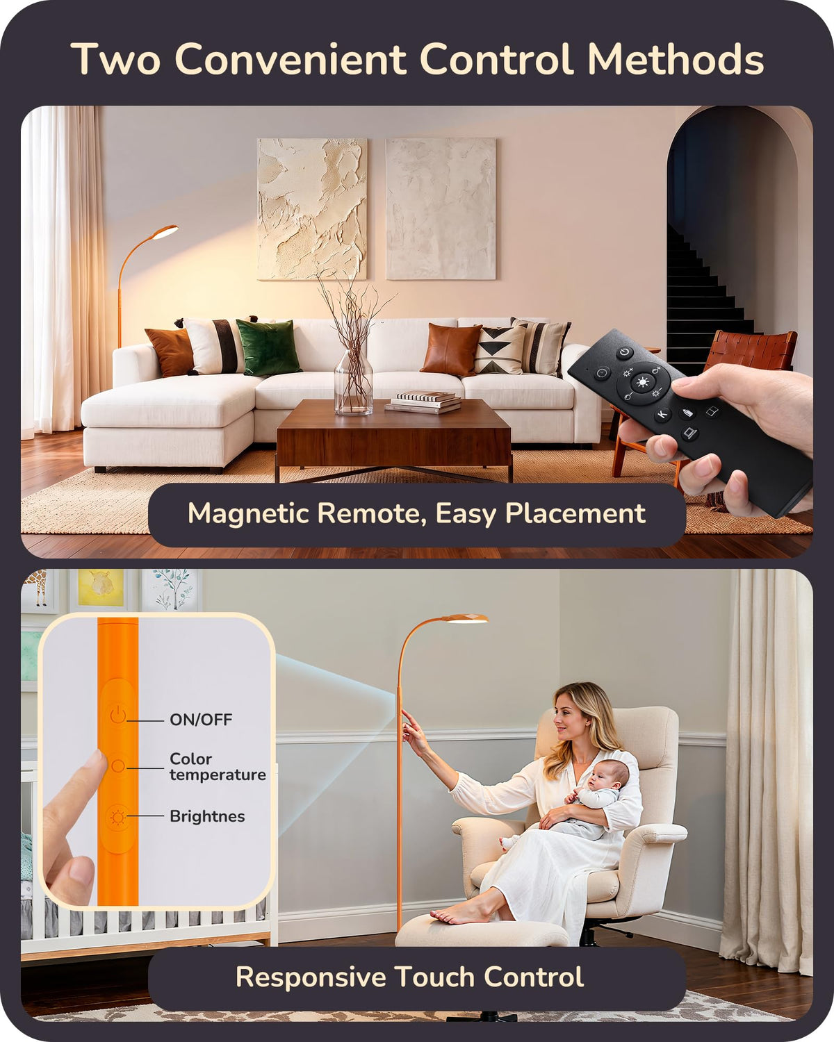 18W LED Floor Lamp for Living Room, Diamond-Surface, Orange