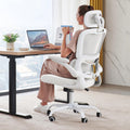 Office Chair Ergonomic Desk Chair, 330 LBS Home Mesh Office Desk Chairs with Wheels, Comfortable Gaming Chairs (White White)