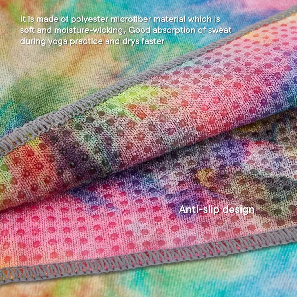 Yoga Towels, Non Slip Hot Yoga Mat Towel with Grip Dots,Super-Absorbent Soft Microfiber Yoga Blanket for Pilates, Fitness and Workout 72inch x 24inch (Yellow+Pink)