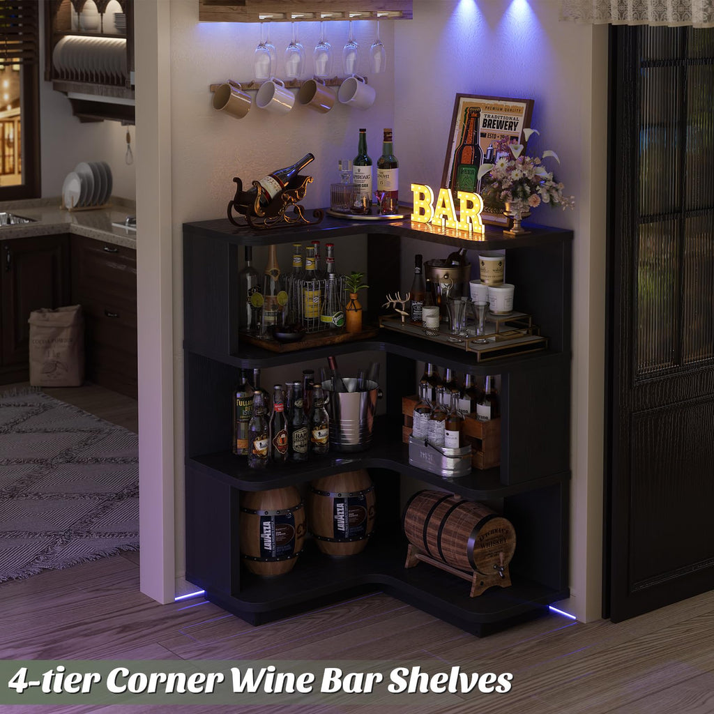Corner Book Shelf, 4-Shelf L Shaped Corner Bookshelf with Baffle