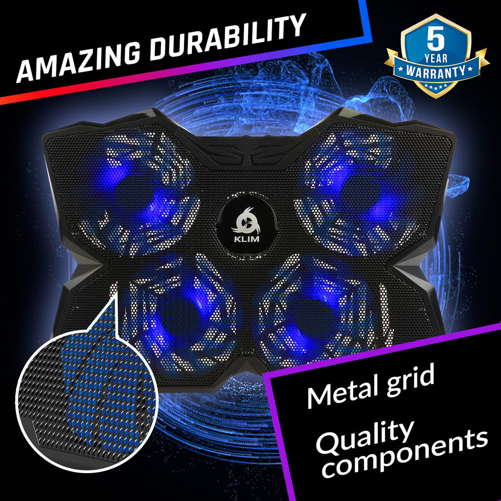 Laptop Cooling Pad - More Than 500 000 Units Sold - New Version - The Most Powerful Rapid Action Cooling Fan - Laptop Stand with 4 Cooling Fans at 1200 RPM - USB Fan - PS5 PS4 - Blue