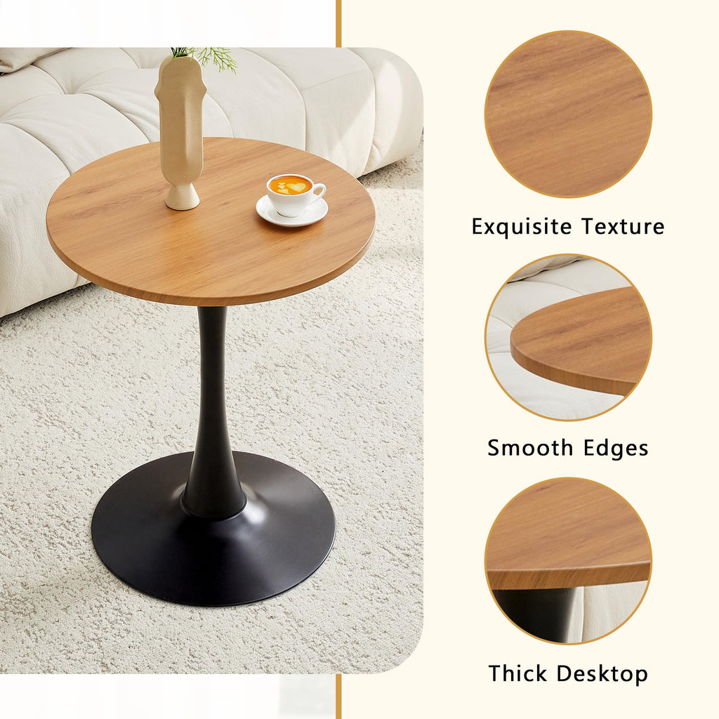 Round Dining Table, 23.6" Circle Tulip Table with Thickened Tabletop & Metal Pedestal, Mid Century Modern Bistro Table for Kitchen, Small Places, Living Room