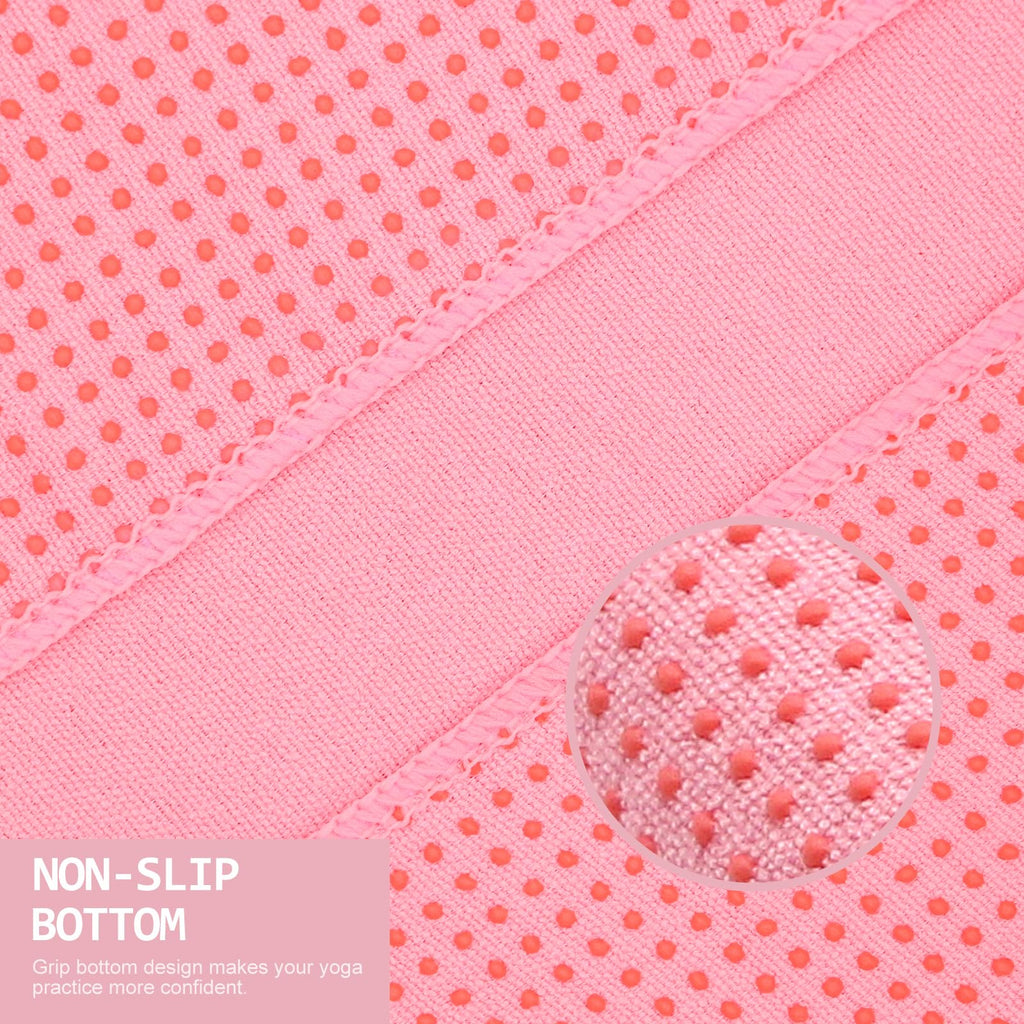 Yoga Towel,Hot Yoga Mat Towel with Grip Dots Sweat Absorbent Non-Slip for Hot Yoga, Pilates and Workout 24" x72", Pink