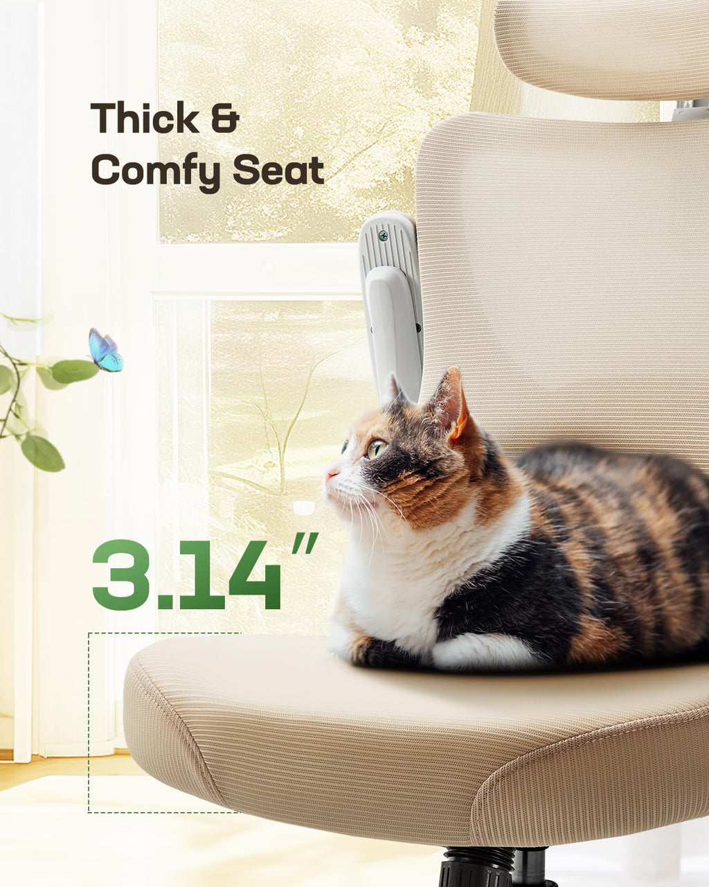 Ergonomic Office Chair: Office Computer Desk Chair with High Back Mesh and Adjustable Lumbar Support Rolling Work Swivel Task Chairs with Wheel 3D Armrests and Headrest (White)