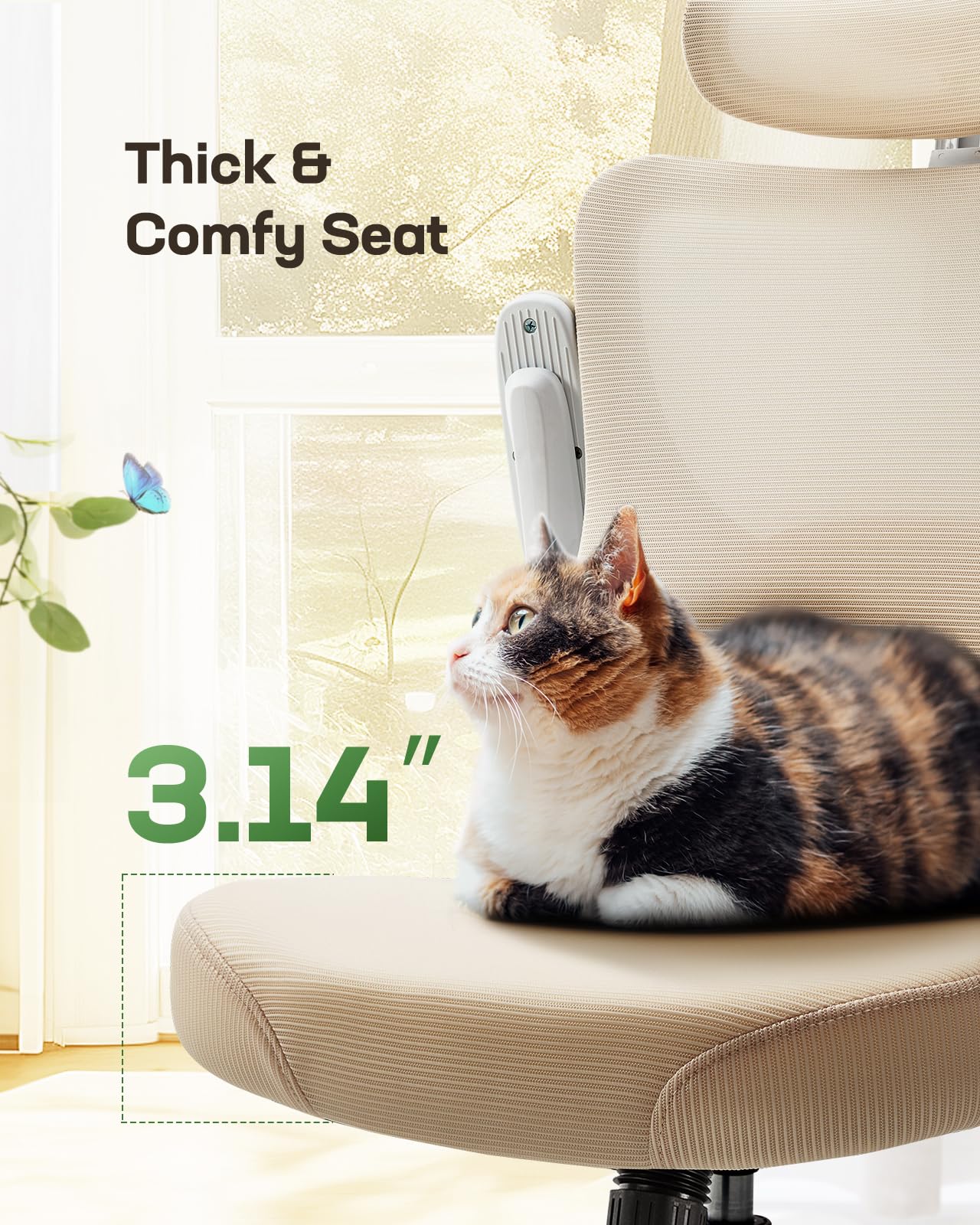 Ergonomic Office Chair: Office Computer Desk Chair with High Back Mesh and Adjustable Lumbar Support Rolling Work Swivel Task Chairs with Wheel 3D Armrests and Headrest (White)