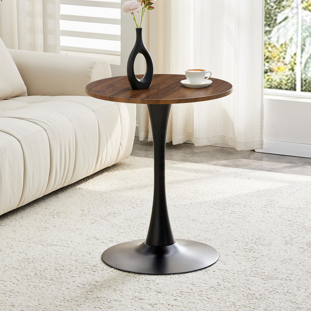 Round Dining Table, 23.6" Circle Tulip Table with Thickened Tabletop & Metal Pedestal, Mid Century Modern Bistro Table for Kitchen, Small Places, Living Room