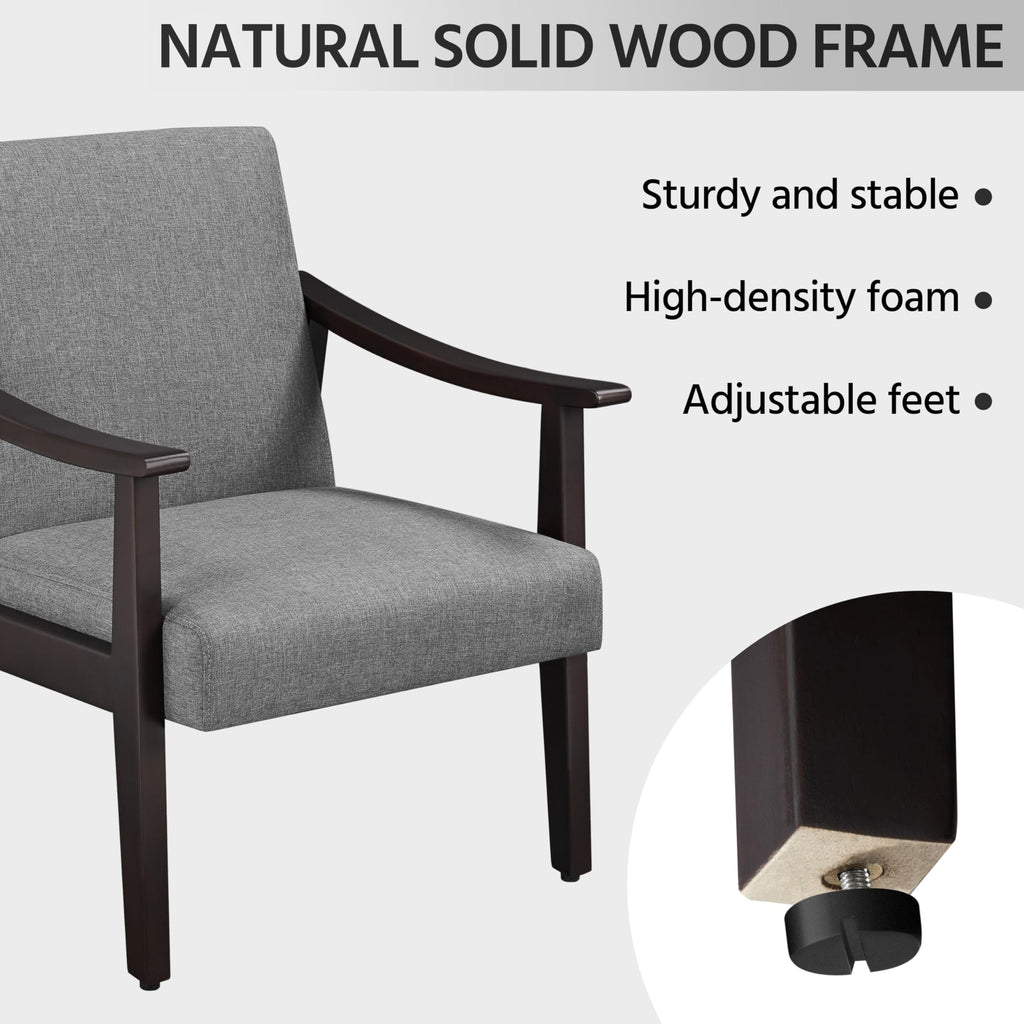 Accent Chair, Mid-Century, Modern Linen Fabric Side Chair with High Back for Living Room/Office/Bedroom, Minimalist, Dark Gray