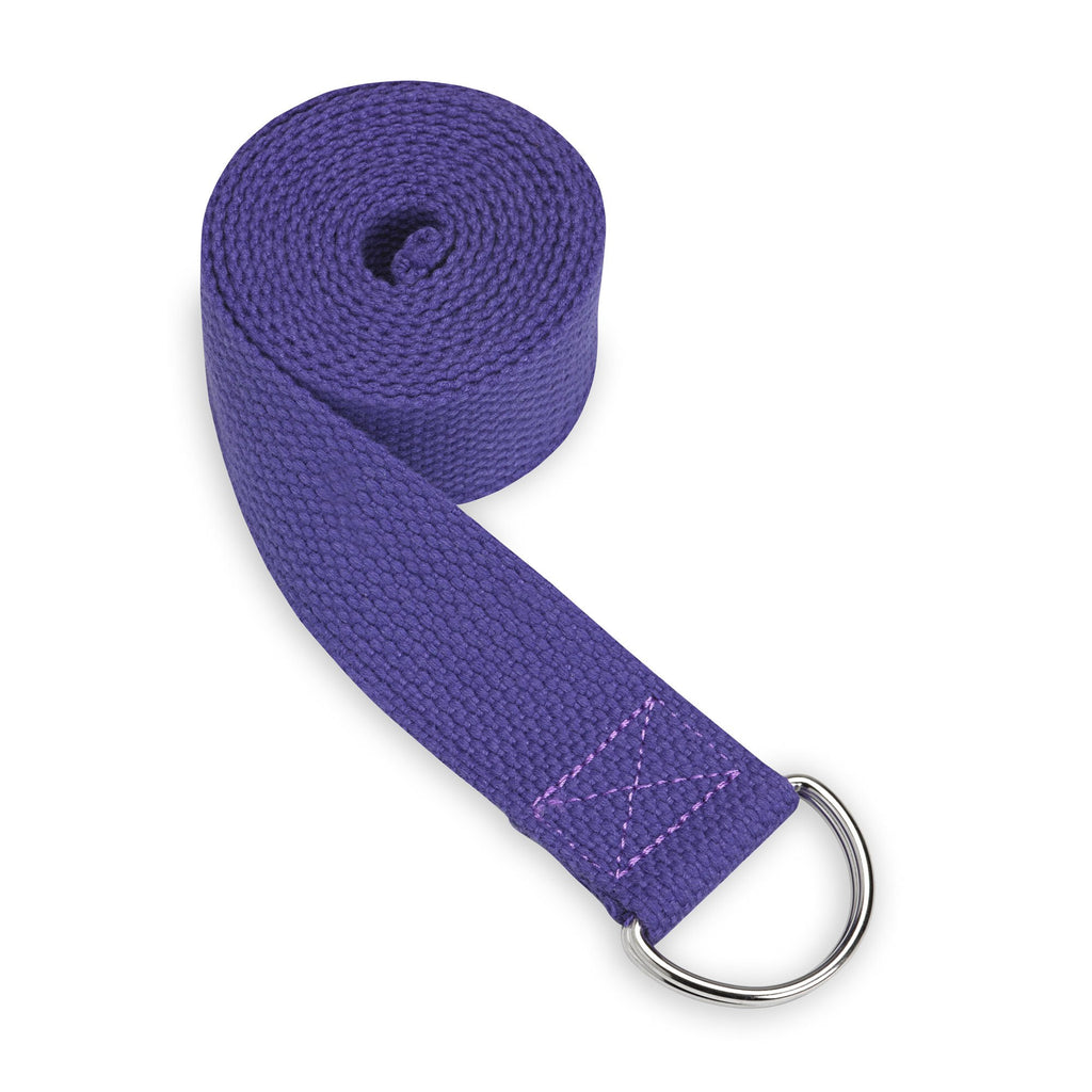 Yoga Strap (6ft) Stretch Band with Adjustable Metal D-Ring Buckle Loop | Exercise & Fitness Stretching for Yoga, Pilates, Physical Therapy, Dance, Gym Workouts (Purple)