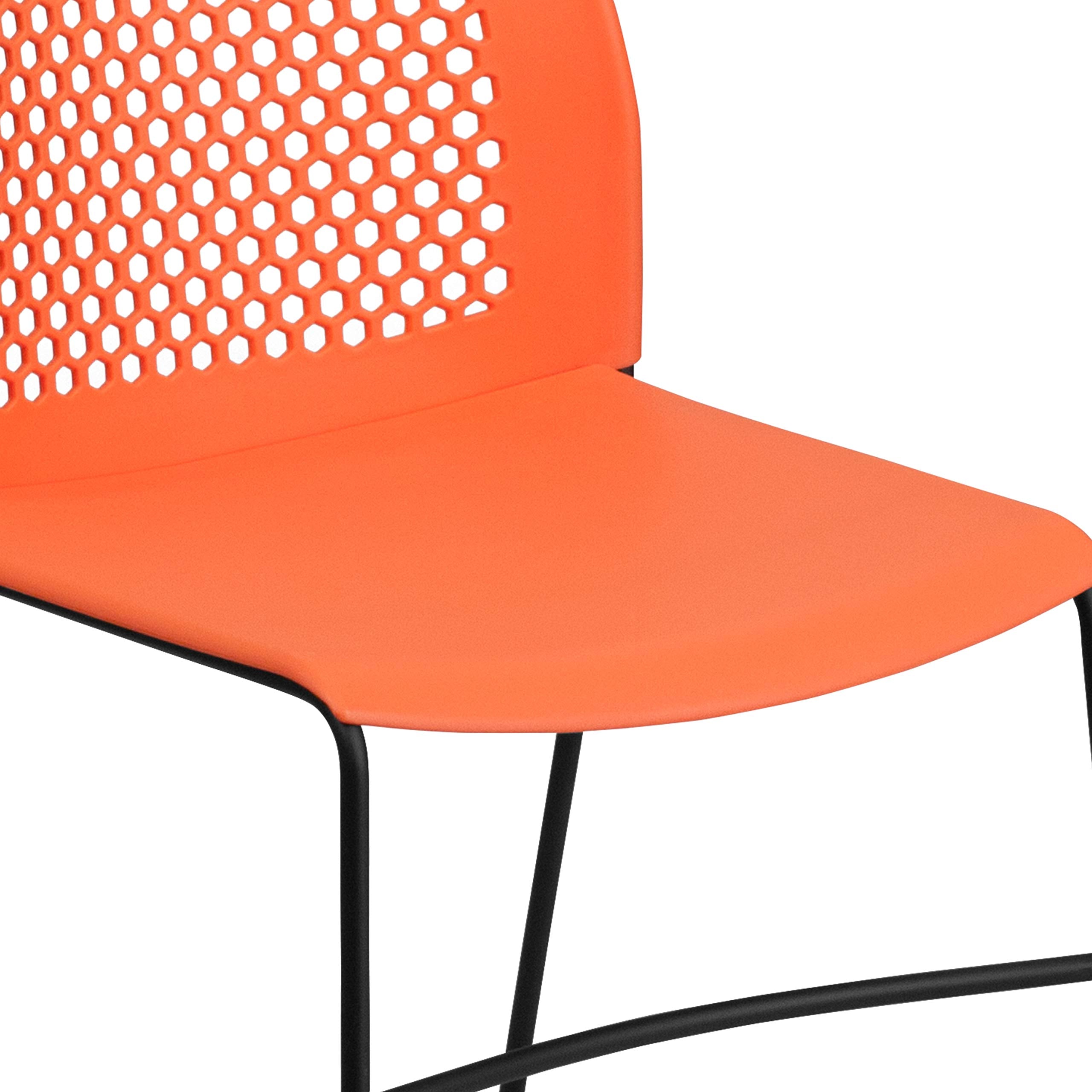 (Set of 5)Hercules Series Contoured Lobby Chairs with Air-Vent Honeycomb Backs, Ergonomic Stacking Chairs for Offices, Orange
