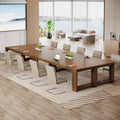 7 ft Conference Table for 6 to 8 People, Modern Rectangle Meeting Room Desk for Boardroom, Home Office (4, Brown)