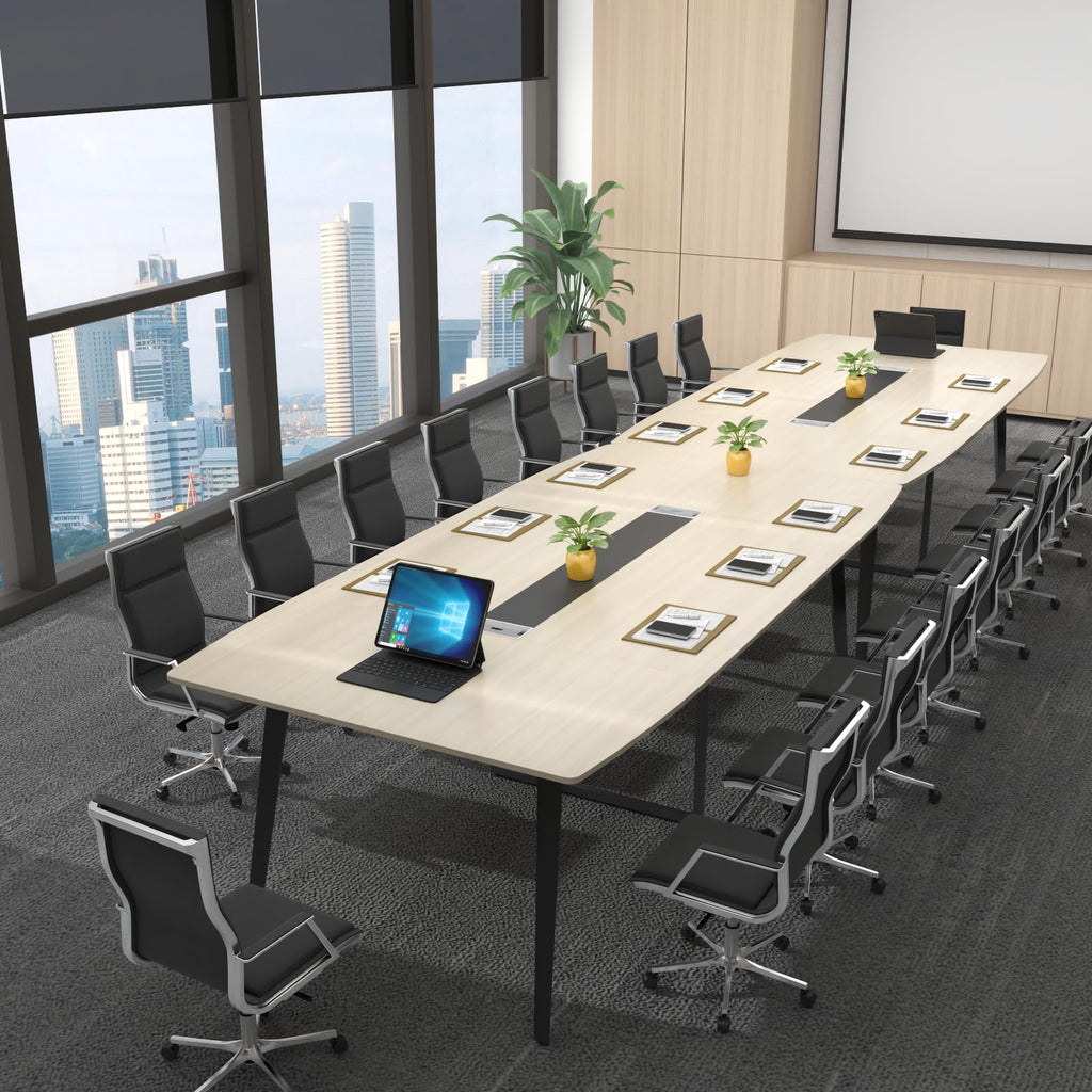 8FT Conference Table, 94.49" L x 47.24" W x 29.53" H Meeting Seminar Table with Grommet, Large Boat Shaped Computer Desk, Boardroom Desk for Office Meeting Conference Room