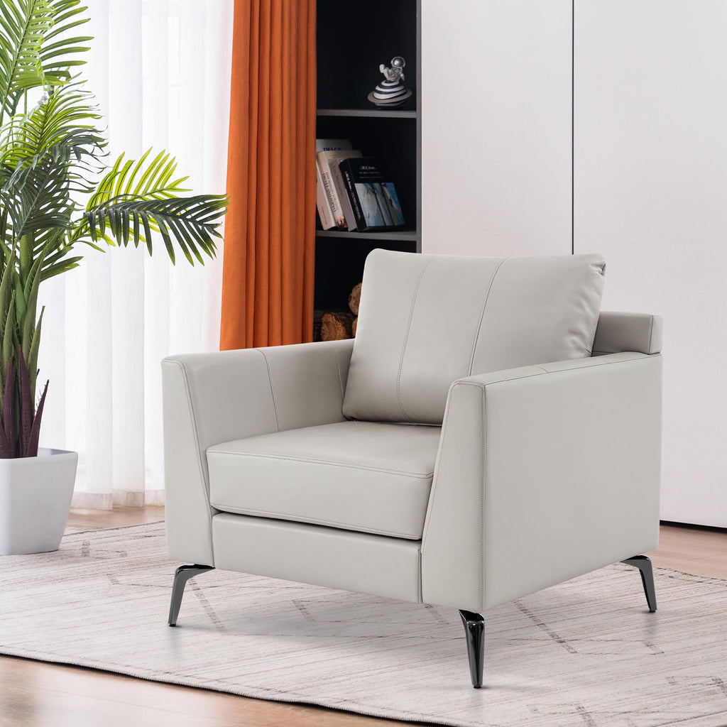 Modern Accent Chair Set of 2, Faux Leather Armchair with Sloped Arms, Comfortable Living Room, Office, Reception, or Waiting Room Seating (2, Brown)