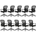 Ergonomic Office Chairs Set of 10, Mesh Conference Room Chairs, Swivel Computer Desk Chair with Wide Seat Cushion, Height Adjustable and Rocking Tilt for Home Office