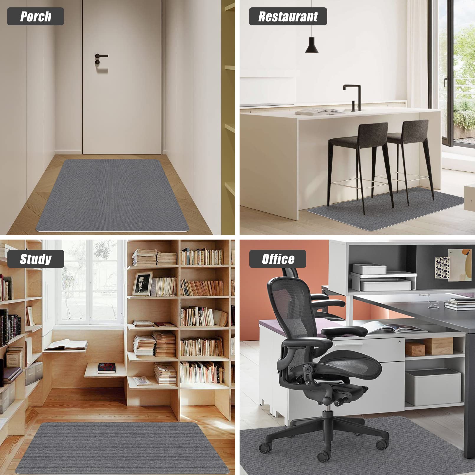 Office Chair Mat for Hardwood Floor,Office Computer Gaming Chair Mat for Tile Floor,Large Floor Protector Rug,Anti-Slip,Easy to Clean,Grey(48"x36")