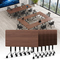 Folding Conference Table with Wheels, Flip-Top, 47.2in, 6 Pack, Walnut 1915