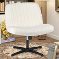 Criss Cross Chairs Legged Armless No Wheels Wide Seat Height Adjustable Swivel Rolling Padded Furry Cute Home Office Desk Seating for Bedroom, Student, Study Room