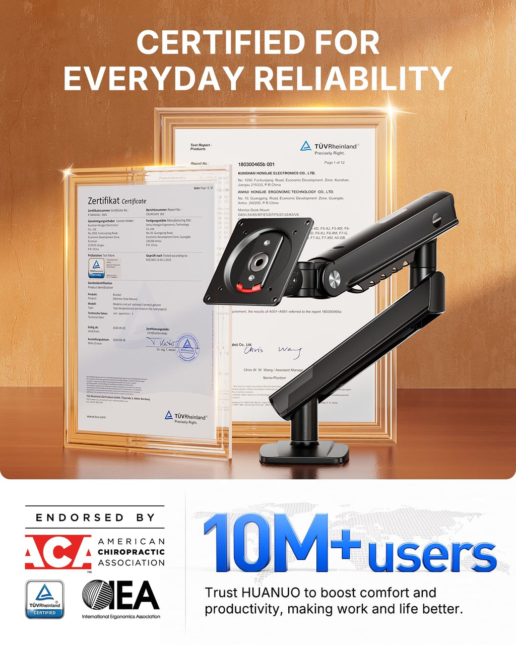 FlowLift™ Pro Monitor Arm for 13–32" Screens, MechaSpring Monitor Mount, Fully-Adjustable Monitor Stand with Tilt/Swivel/Rotation, Tool-Free VESA Mount, C-Clamp/Grommet Base, Max Load 19.8 lbs