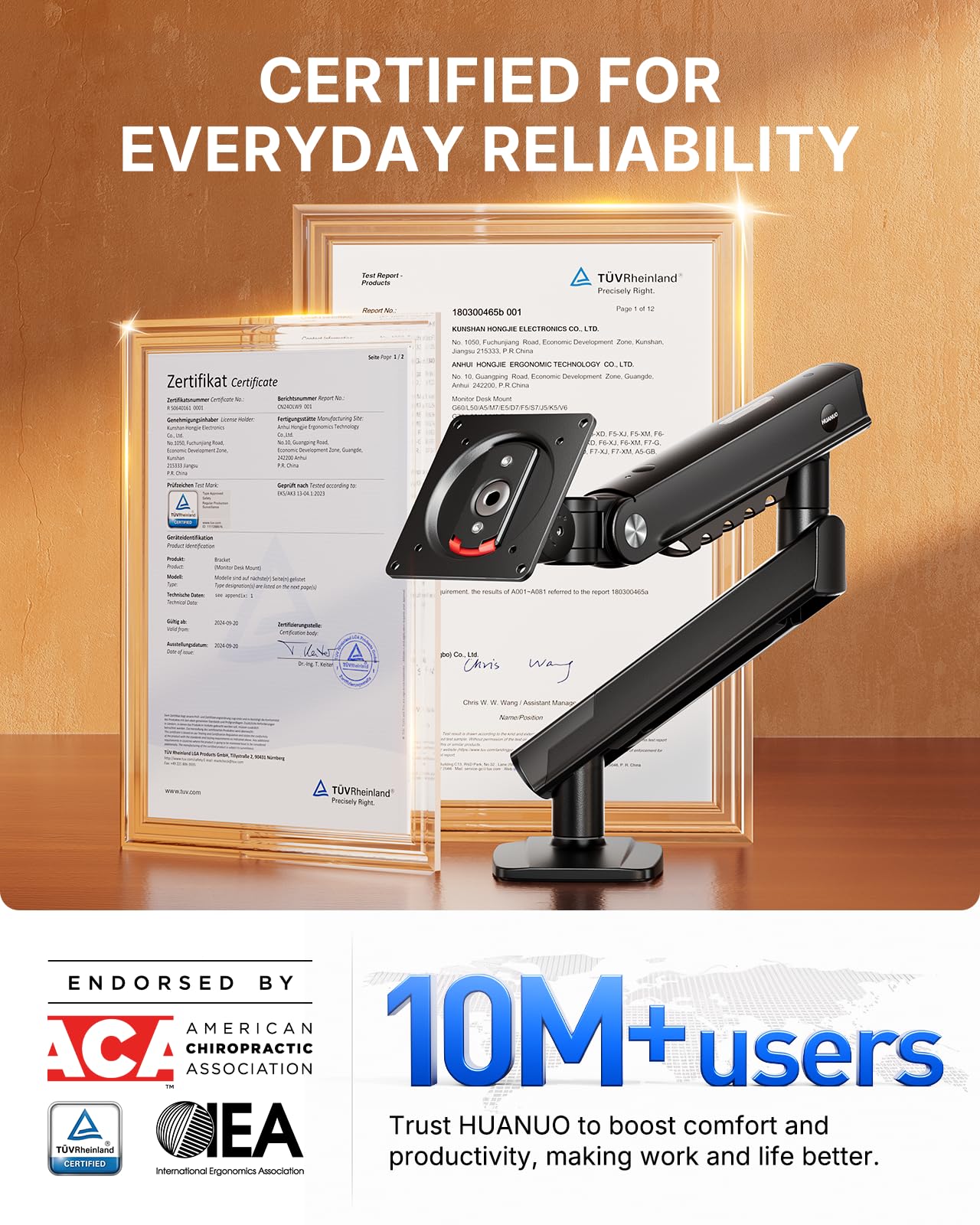 FlowLift™ Pro Monitor Arm for 13–32" Screens, MechaSpring Monitor Mount, Fully-Adjustable Monitor Stand with Tilt/Swivel/Rotation, Tool-Free VESA Mount, C-Clamp/Grommet Base, Max Load 19.8 lbs