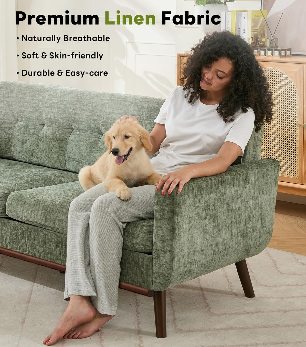 77.2" W Loveseat Sofa, Solid & Easy to Install Small Couch for Bedroom, Office, Apartment, Green