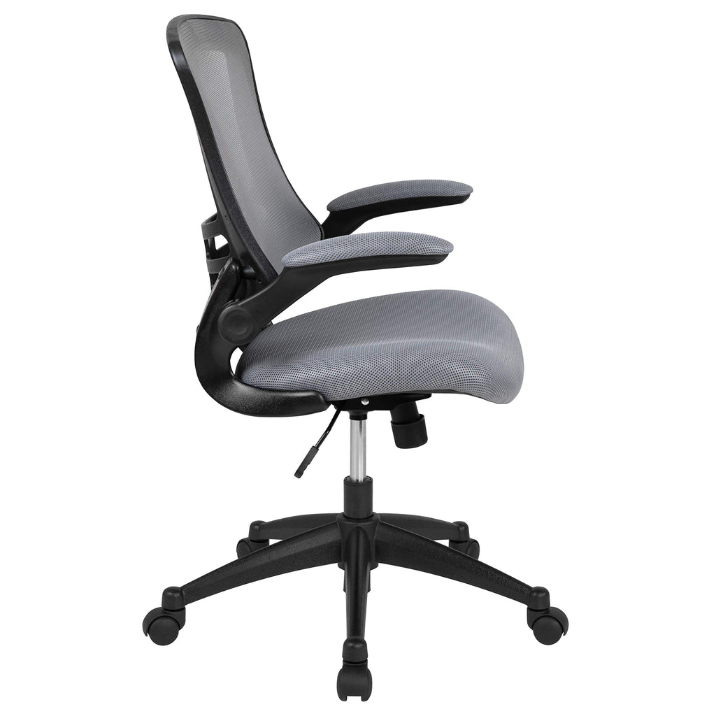 Office Chair, Ergonomic, Mid-Back, Dark Gray Mesh with Swivel