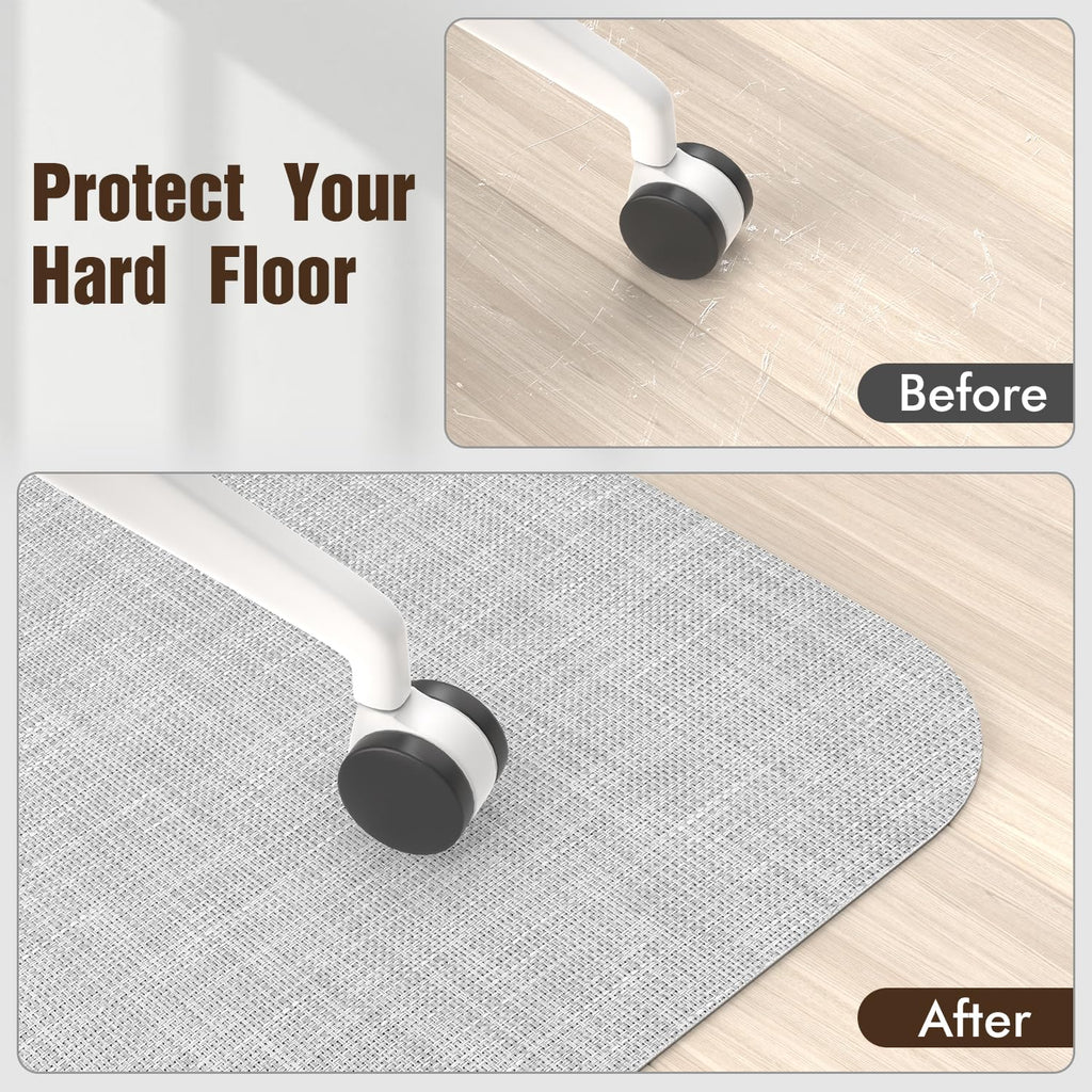 Office Chair Mat for Hardwood Floor, 36"x 48" Desk Computer Chair Mat for Hard Wood and Tile Floor, Large Anti-Slip Hard Floor Protector Rolling Chair Mat, PVC Mat Desk Rug Light Grey