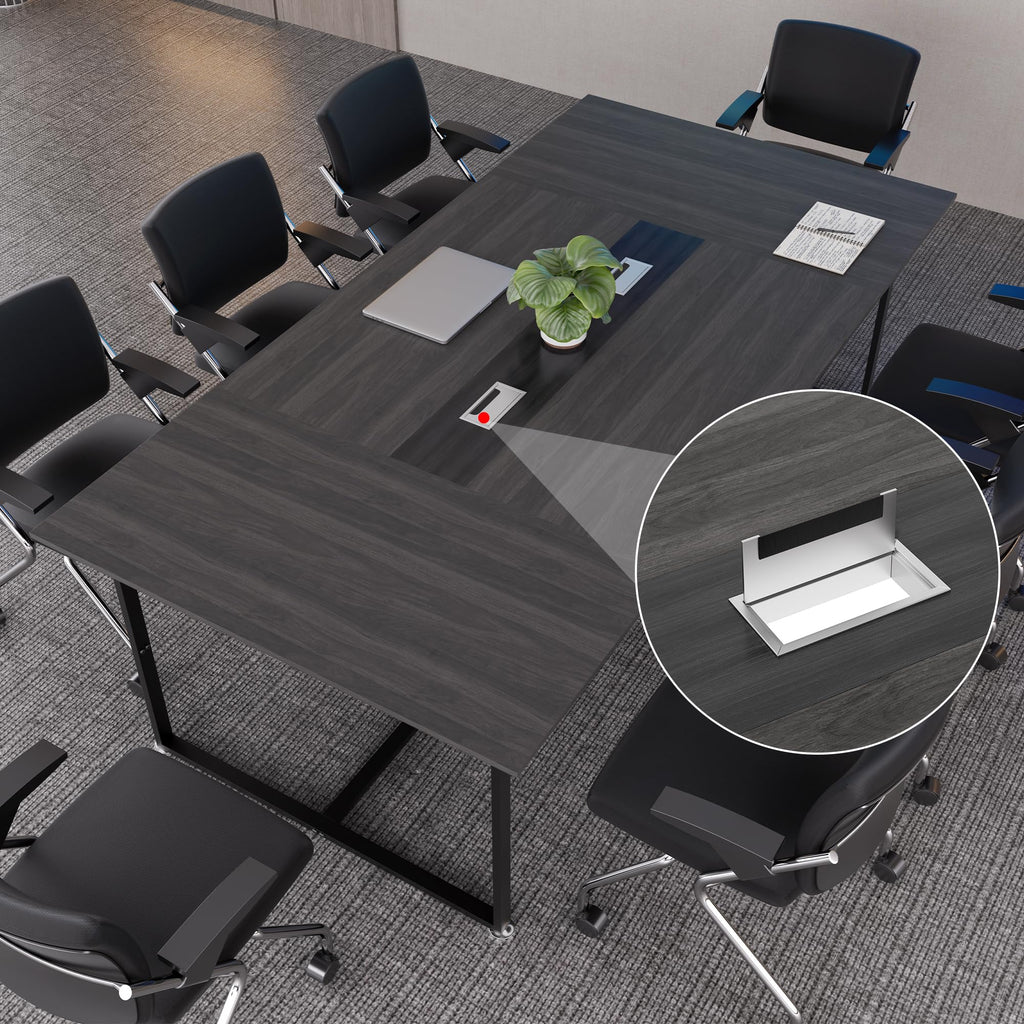 8FT Conference Table,94.4 L x 47.2 W x30.7 H Meeting Seminar Table with Grommet,Stability Enhancement,Large Conference Room Table for Office Meeting (Gray)
