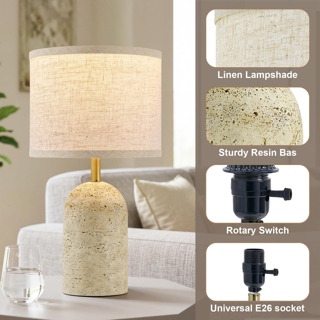 Table Lamps Set of 2, Resin Bedside Lamps for Living Room Bedroom