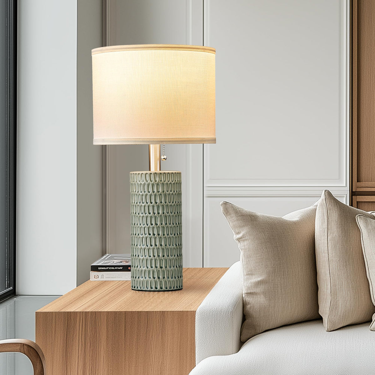 Modern Table Lamps Set of 2, Bedside Lamps for Nightstands, Green