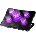 Laptop Cooling Pad for 15.6 to 17.3 Inches PC Notebooks, 5 Fans Computer Cooler Stands with Purple Lights Desk Chiller Mat, S035