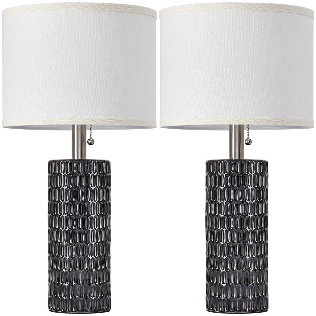 20” Modern Table Lamps Set of 2, Lamps for Bedroom, Black