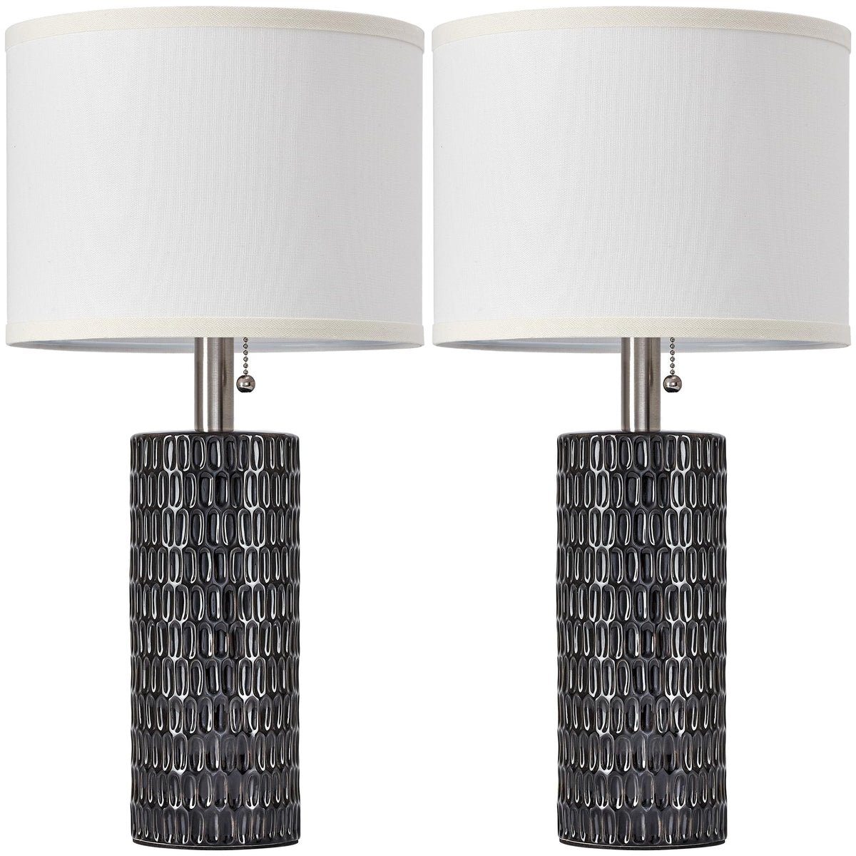 20” Modern Table Lamps Set of 2, Lamps for Bedroom, Black