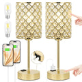 Gold Touch Control Crystal Table Lamp Set of 2, Dimmable Nightstand Lamps