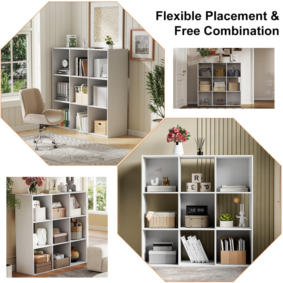 9 Cube Storage Organizer, Stackable Modular Bookcase Shelf