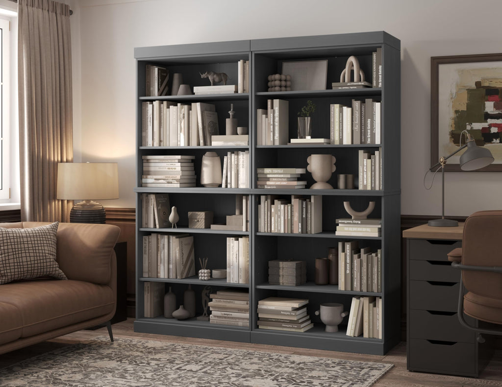 100% Solid Brazilian Pine Wood 12-Shelf Bookcase, Adjustable Shelves, 64" Wide, 71.5" Tall