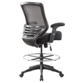 400lbs Mesh Ergonomic Office Drafting Chair Big Adjustable Foot Ring Height Adjustable Armrest(Black)