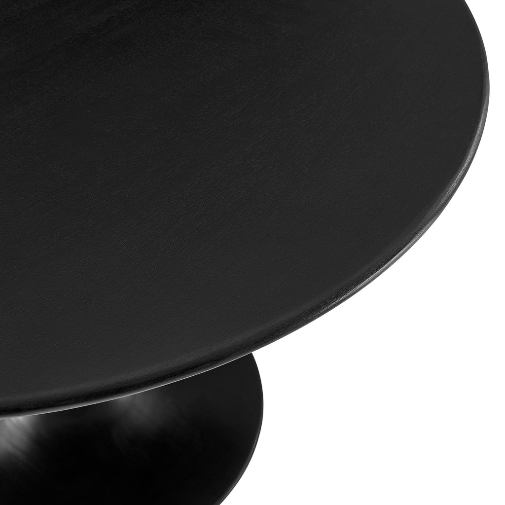 Modway Lippa 48 Inch Round Wood Dining Table in Black – Solid Mango Wood Tabletop with Pedestal Base - Mid Century Modern Dining Room Furniture - Kitchen Table for 4-6 Person