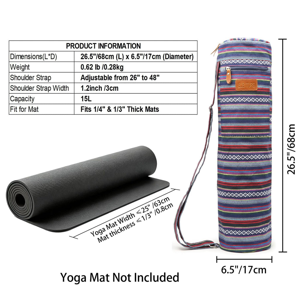 Yoga Mat Bag for Women & Men, Full-Zip Canvas Pilates Bag with Pockets
