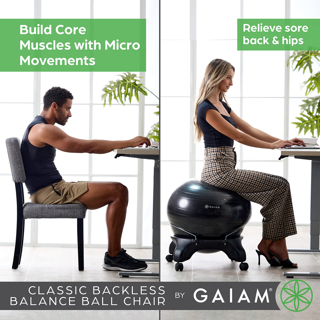 Classic Backless Balance Ball Chair, Charcoal