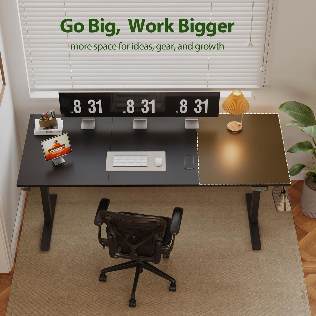 71 * 32 Inch Height Adjustable Electric Standing Desk, Black