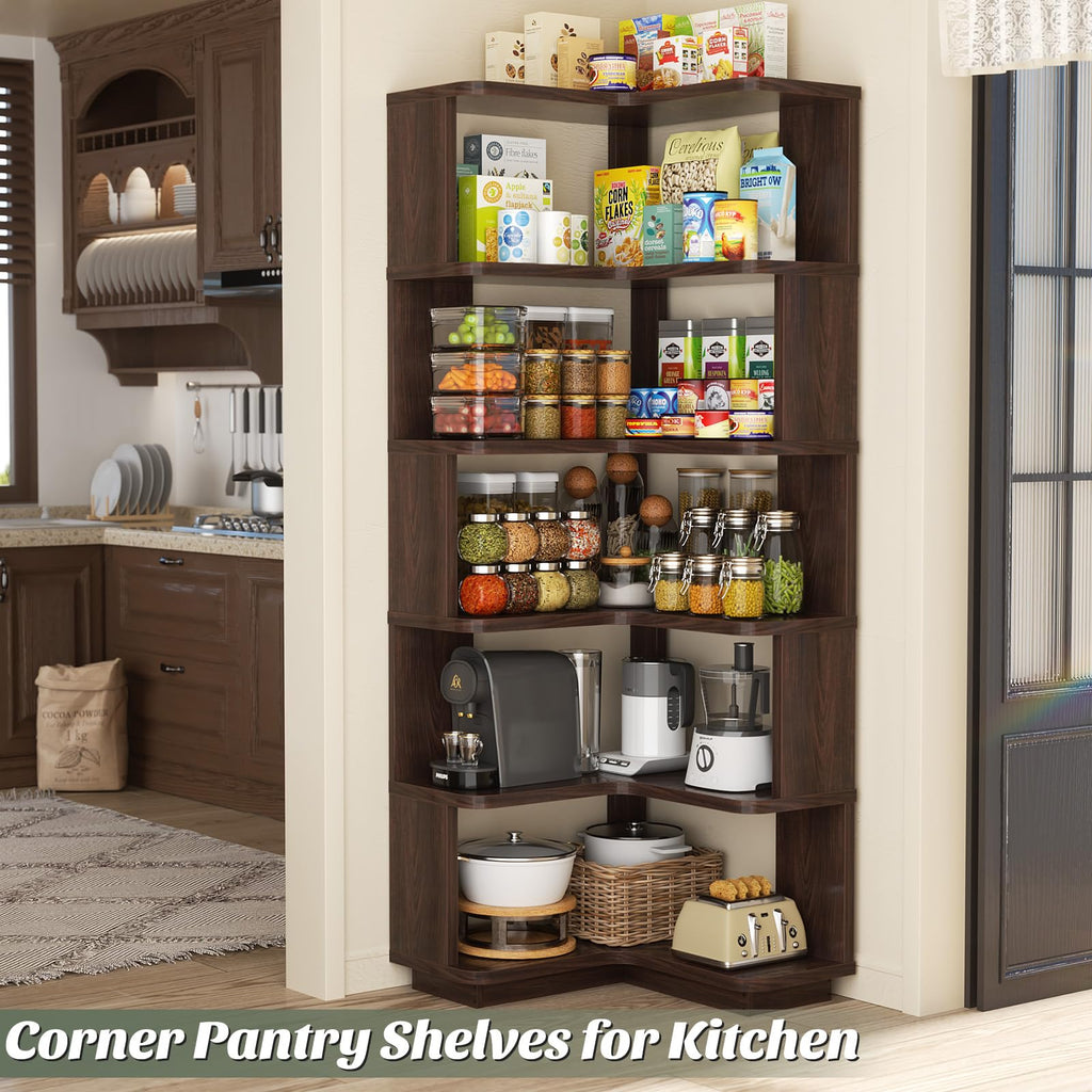 Corner Book Shelf, 6-Shelf L Shaped Corner Bookshelf with Baffle