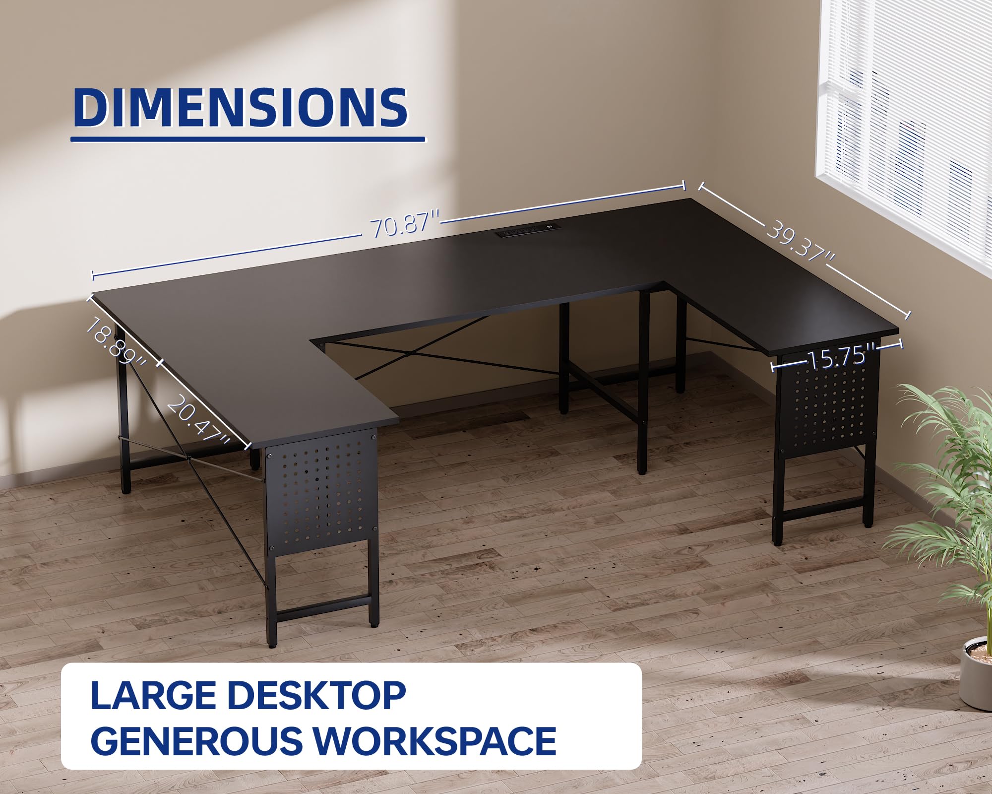71 Inch Large Computer Desk with Power Outlets,U Shaped Corner Desk for Home Office Work and Gaming Red