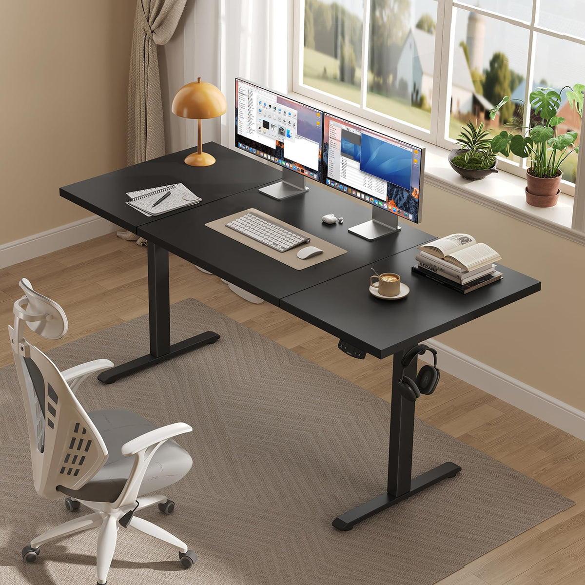 63 * 24 Inch Height Adjustable Electric Standing Desk, Black